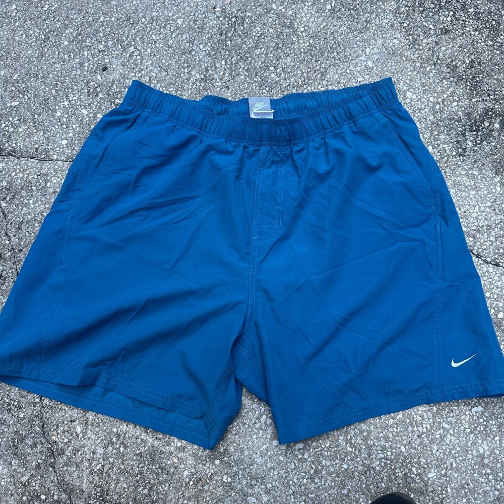 Vtg Nike Swim Trunks Mens XXL Blue Mesh Lined Board Shorts Embroidered Logo